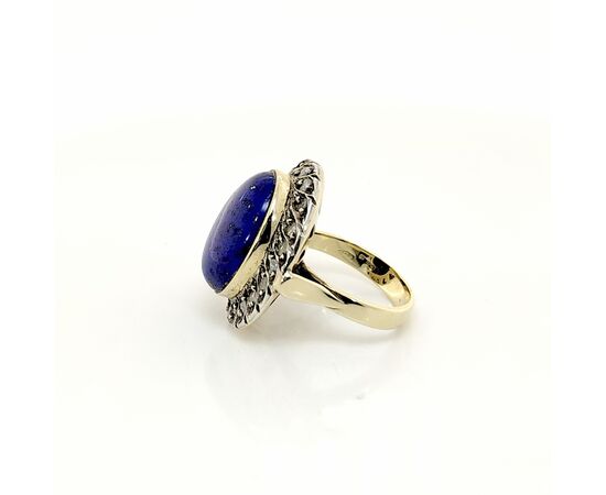 Anello in oro e argento con Lapis e Diamanti
