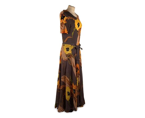 La Mendola Vestito in Seta Col. Grigio Evening Gown 44