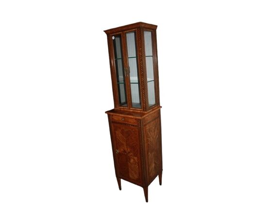 Vetrinetta francese Luigi XVI – Metà '800, bois de rose intarsiato, alta e stretta