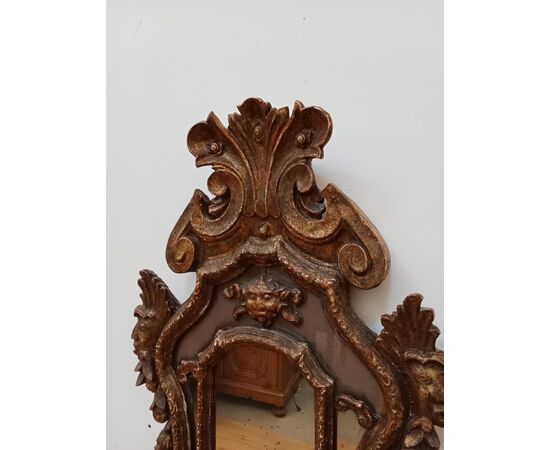 Specchiera stile '700 in legno scolpito e dorato - specchio veneziano - fine 800