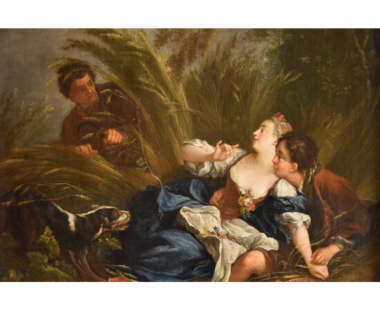Francois Boucher (Parigi, 1703 - 1770), Gli amanti sorpresi/ La piacevole lezione