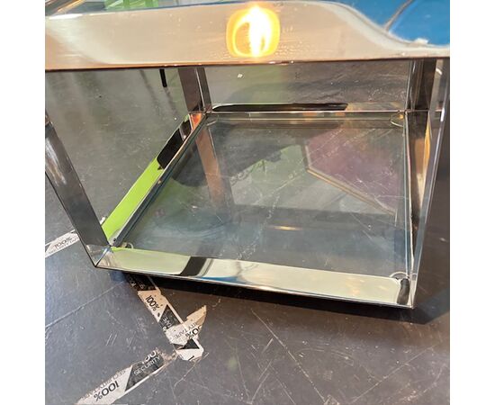 Coffee table anni 70  designer Rosselli Alberto per Saporti. Metallo cromato 55 x 55. h 40 