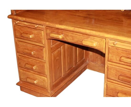 Scrivania a rullo americana in legno di noce di inizio 1900