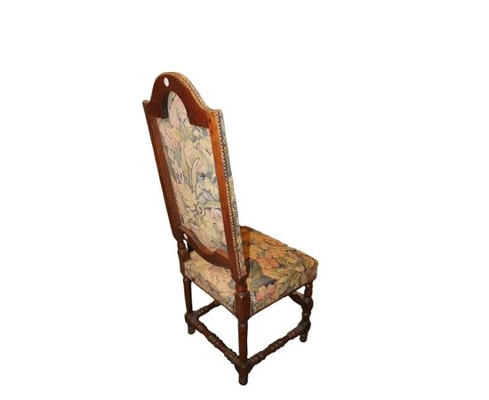 Set di 4 sedie stile Rinascimento – Legno di noce, imbottitura in gobelin