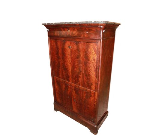 Secretaire Francese stile Impero in Piuma di Mogano XIX secolo