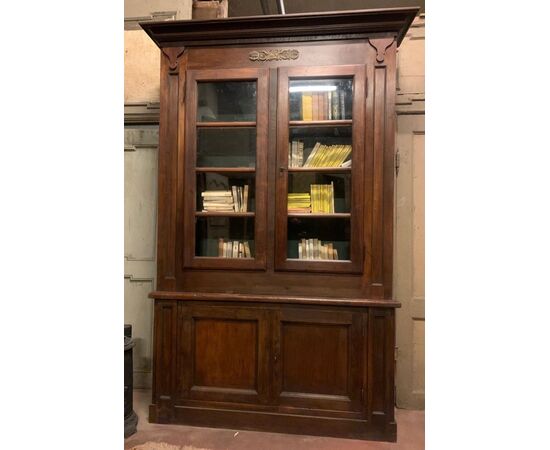 LIB160 - N. 3 mobili/ librerie in noce e pioppo, epoca '800, misure diverse