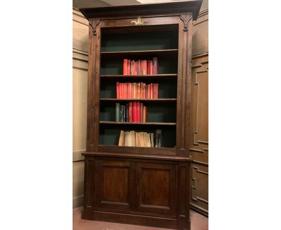 LIB160 - N. 3 mobili/ librerie in noce e pioppo, epoca '800, misure diverse