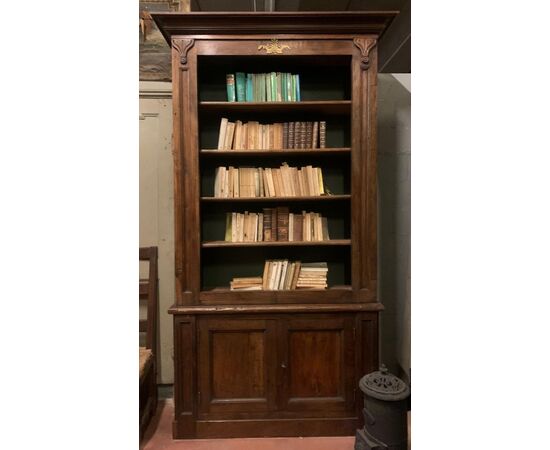 LIB160 - N. 3 mobili/ librerie in noce e pioppo, epoca '800, misure diverse