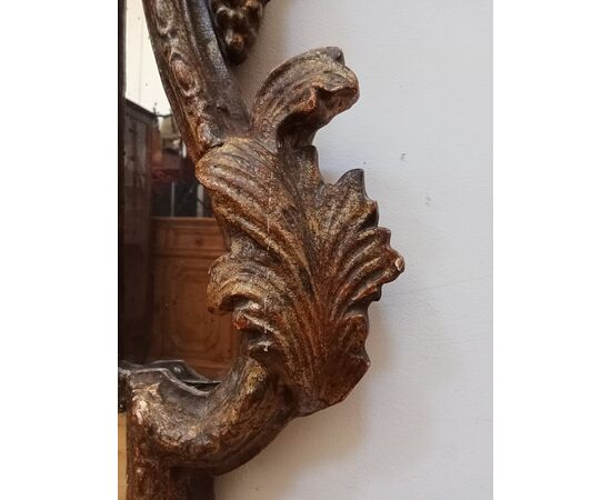 Specchiera stile '700 in legno scolpito e dorato - specchio veneziano - fine 800