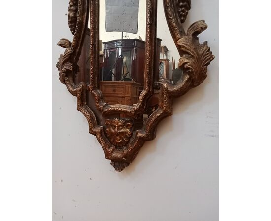 Specchiera stile '700 in legno scolpito e dorato - specchio veneziano - fine 800