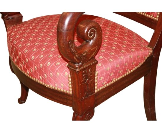 Poltrona stile Direttorio in legno di Mogano del 1800