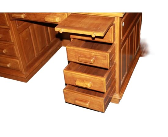 Scrivania a rullo americana in legno di noce di inizio 1900