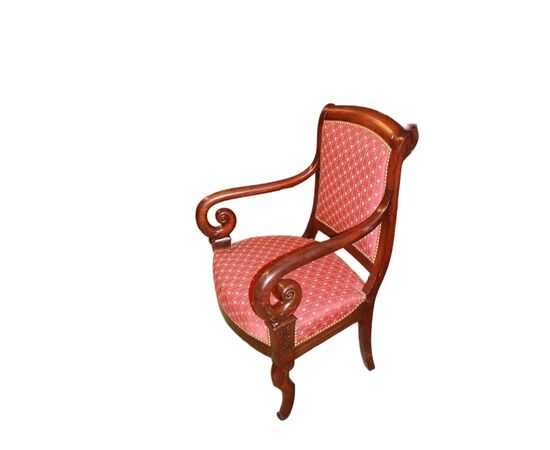 Poltrona stile Direttorio in legno di Mogano del 1800