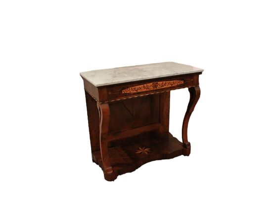Consolle Italiana Stile Carlo X di inizio 1800 in legno di noce