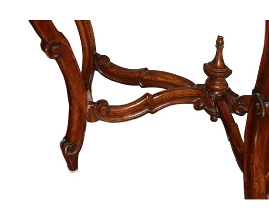 Consolle Genovese Italiana Stile Luigi Filippo in Legno di Noce del 1800