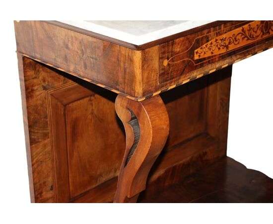 Consolle Italiana Stile Carlo X di inizio 1800 in legno di noce