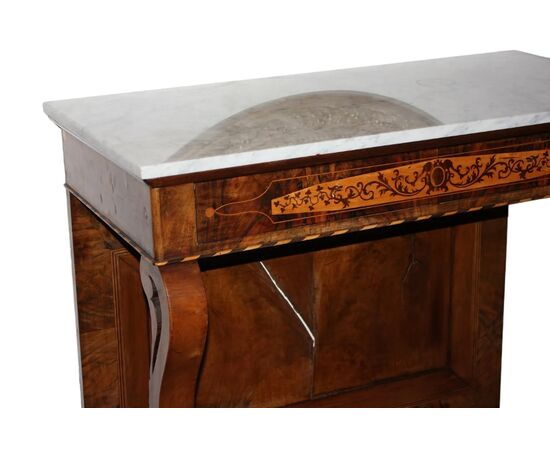 Consolle Italiana Stile Carlo X di inizio 1800 in legno di noce