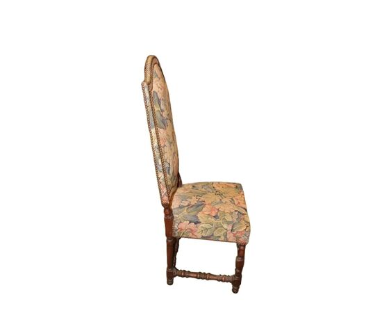 Set di 4 sedie stile Rinascimento – Legno di noce, imbottitura in gobelin