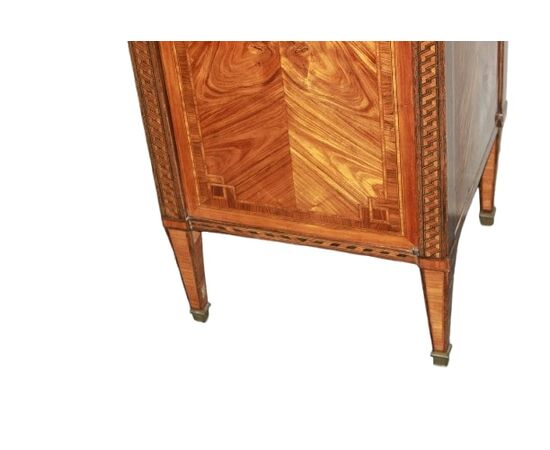 Vetrinetta francese Luigi XVI – Metà '800, bois de rose intarsiato, alta e stretta