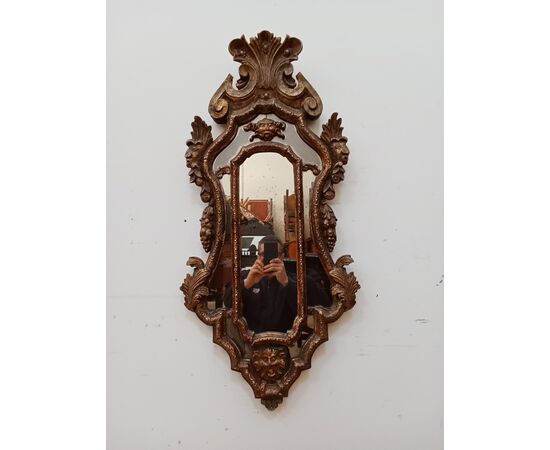 Specchiera stile '700 in legno scolpito e dorato - specchio veneziano - fine 800