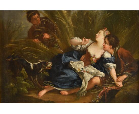Francois Boucher (Parigi, 1703 - 1770), Gli amanti sorpresi/ La piacevole lezione