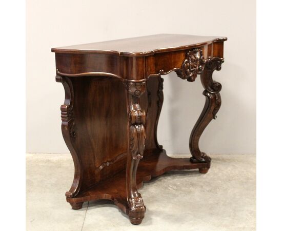 Antica console Luigi Filippo in noce - Italia epoca '800