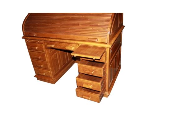Scrivania a rullo americana in legno di noce di inizio 1900