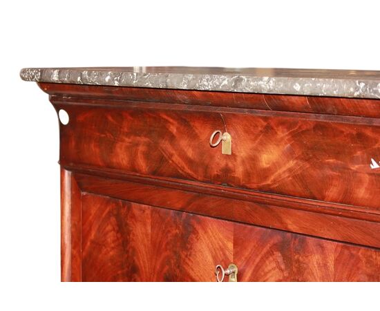 Secretaire Francese stile Impero in Piuma di Mogano XIX secolo