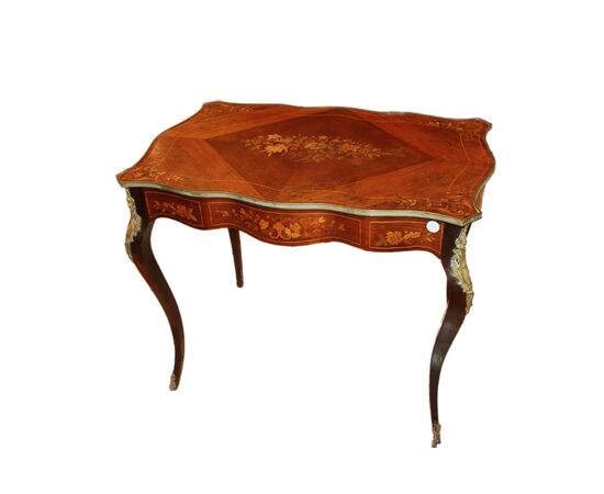 Scrittoio Francese Stile Luigi XV in legno di Palissandro intarsiato XIX secolo