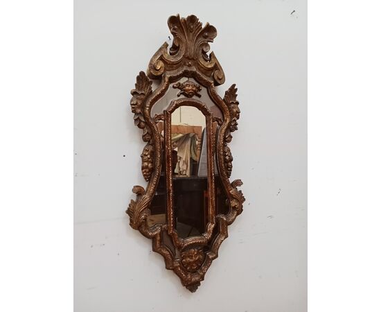 Specchiera stile '700 in legno scolpito e dorato - specchio veneziano - fine 800