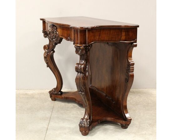 Antica console Luigi Filippo in noce - Italia epoca '800