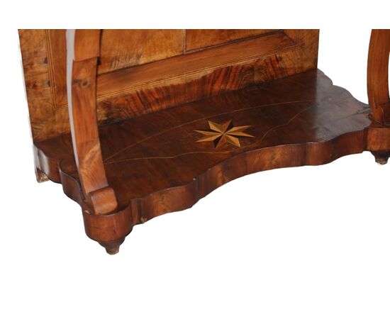 Consolle Italiana Stile Carlo X di inizio 1800 in legno di noce