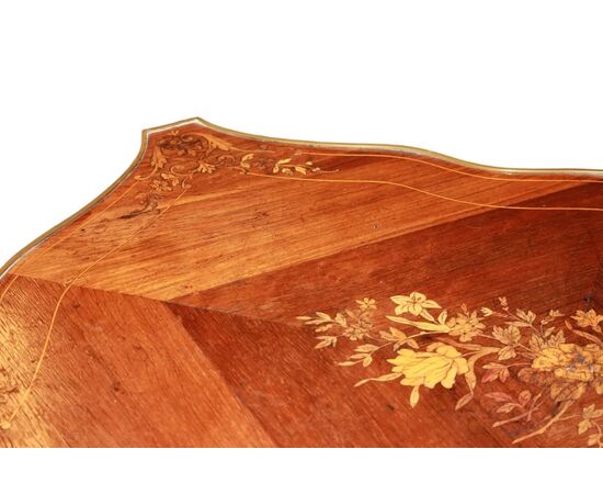 Scrittoio Francese Stile Luigi XV in legno di Palissandro intarsiato XIX secolo