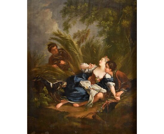 Francois Boucher (Parigi, 1703 - 1770), Gli amanti sorpresi/ La piacevole lezione