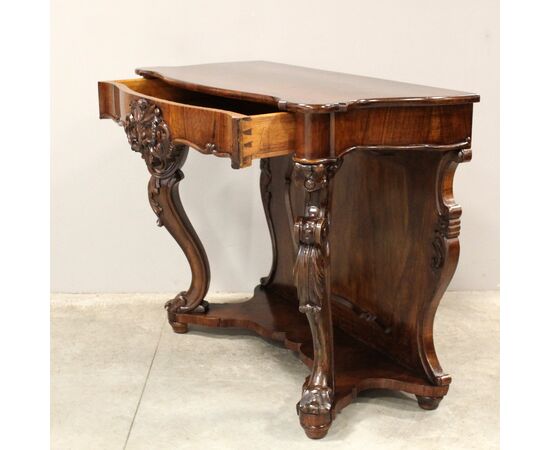 Antica console Luigi Filippo in noce - Italia epoca '800