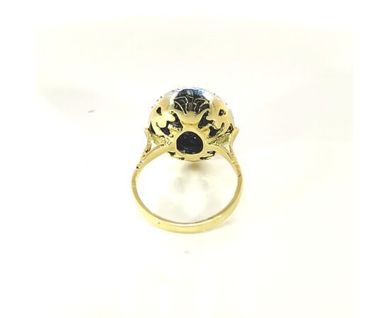 ANELLO ZAFFIRO  TAGLIO MARQUISE SU ORO 18 KT