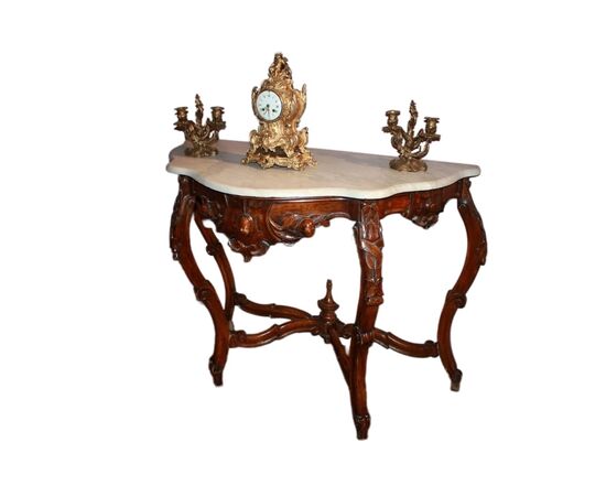 Consolle Genovese Italiana Stile Luigi Filippo in Legno di Noce del 1800
