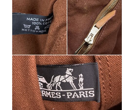 HERMES Borsa Shopper Vintage in Tela Col. Marrone Fourre-Tout M