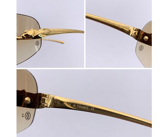 CARTIER Occhiali da Sole in Metallo Col. Oro