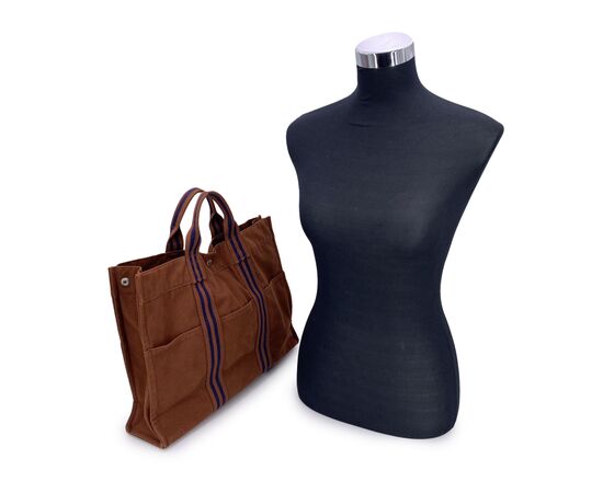 HERMES Borsa Shopper Vintage in Tela Col. Marrone Fourre-Tout M