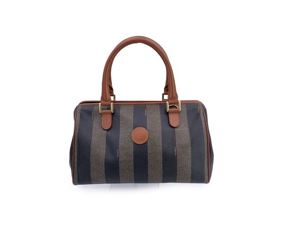 FENDI Borsa a Mano Vintage in Tela Col. Marrone Double F S