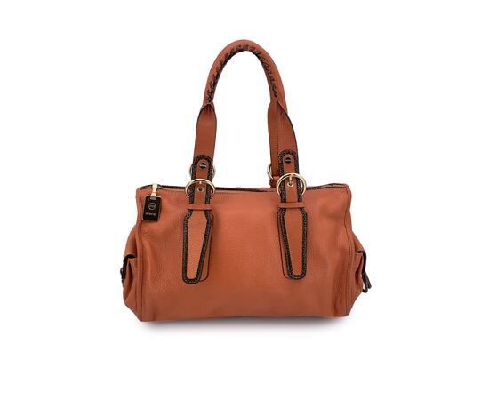 BORBONESE Borsa a Mano in Pelle Col. Arancione M