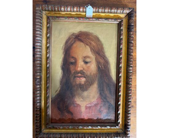 Antico dipinto ad olio raffigurante Gesù, 1950/60 di Francesco Filosa Castellammare di Stabia, 37x27 cm