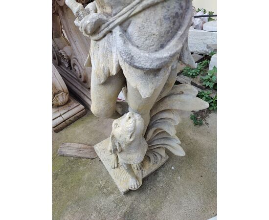 Magnifica scultura in pietra di Vicenza - Giovane cacciatore - H 110 cm
