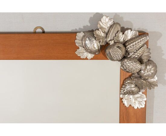 Specchiera con frutta in metallo argentato - M/885 -