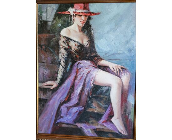 “Figura femminile con cappello rosso”. 