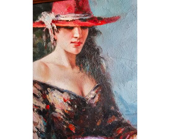 “Figura femminile con cappello rosso”. 
