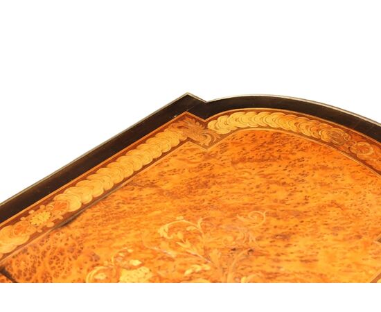 Tavolino Toilette Francese Stile Luigi XVI intarsiata in Legno di Ebano E Radica