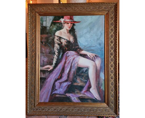 “Figura femminile con cappello rosso”. 
