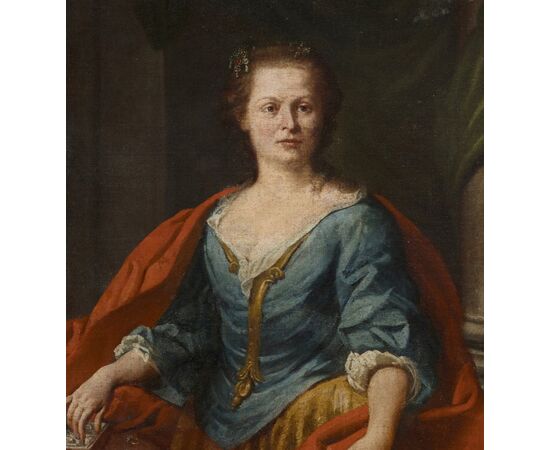 Anonimo del XVIII secolo, "Ritratto di Eleonora Cambiaghi moglie di Ferdinando Orsi con mantello rosso"